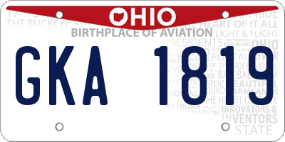 OH license plate GKA1819