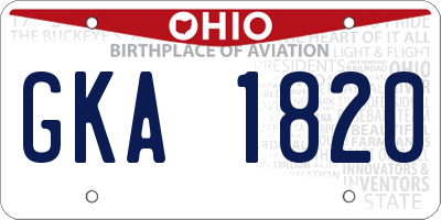 OH license plate GKA1820