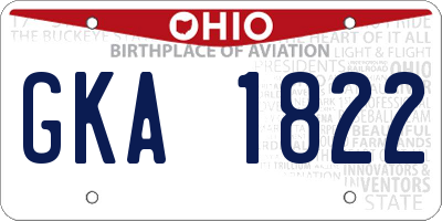 OH license plate GKA1822