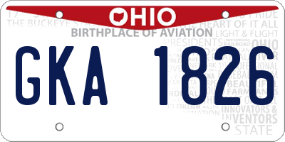 OH license plate GKA1826