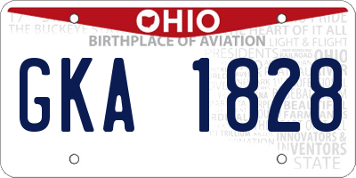 OH license plate GKA1828