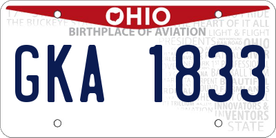 OH license plate GKA1833