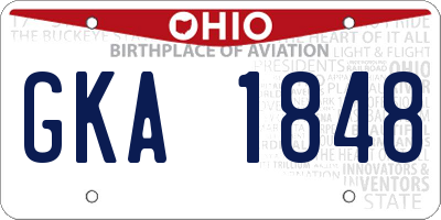 OH license plate GKA1848