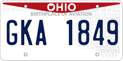 OH license plate GKA1849
