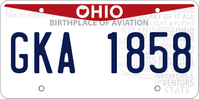 OH license plate GKA1858