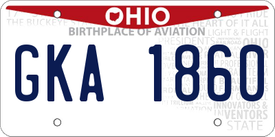 OH license plate GKA1860