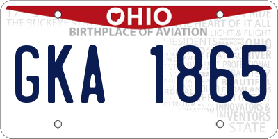 OH license plate GKA1865