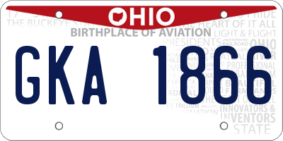 OH license plate GKA1866