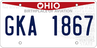 OH license plate GKA1867