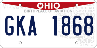 OH license plate GKA1868