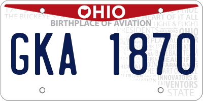 OH license plate GKA1870