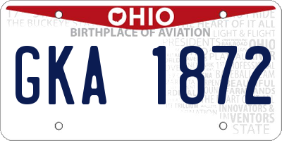 OH license plate GKA1872