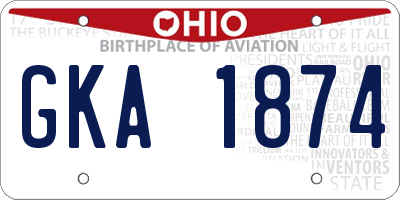 OH license plate GKA1874
