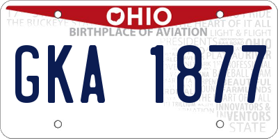 OH license plate GKA1877