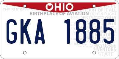 OH license plate GKA1885