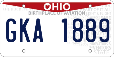 OH license plate GKA1889