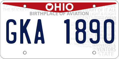 OH license plate GKA1890