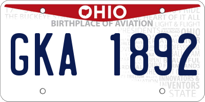 OH license plate GKA1892