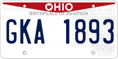 OH license plate GKA1893