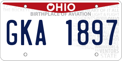 OH license plate GKA1897