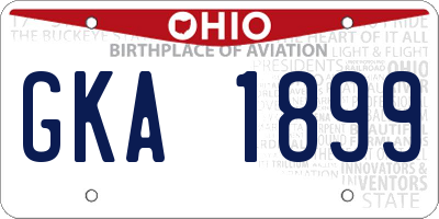 OH license plate GKA1899