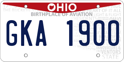 OH license plate GKA1900