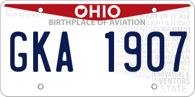 OH license plate GKA1907