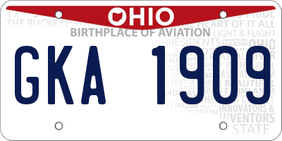 OH license plate GKA1909