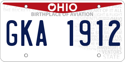 OH license plate GKA1912