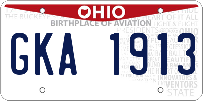 OH license plate GKA1913