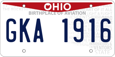 OH license plate GKA1916