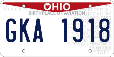 OH license plate GKA1918