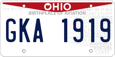 OH license plate GKA1919