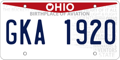 OH license plate GKA1920