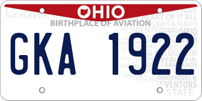 OH license plate GKA1922