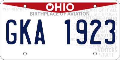 OH license plate GKA1923