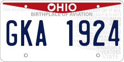 OH license plate GKA1924