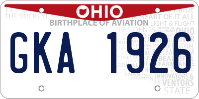 OH license plate GKA1926