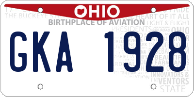 OH license plate GKA1928