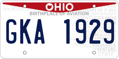 OH license plate GKA1929