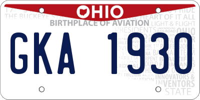 OH license plate GKA1930
