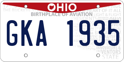 OH license plate GKA1935