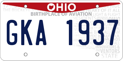 OH license plate GKA1937