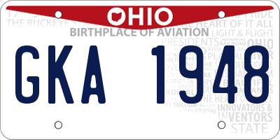 OH license plate GKA1948