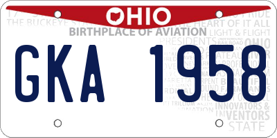 OH license plate GKA1958