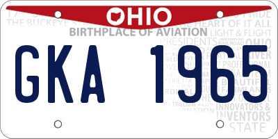 OH license plate GKA1965
