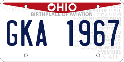 OH license plate GKA1967