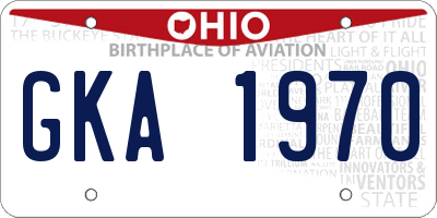 OH license plate GKA1970