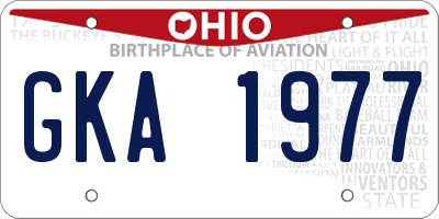 OH license plate GKA1977