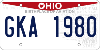 OH license plate GKA1980